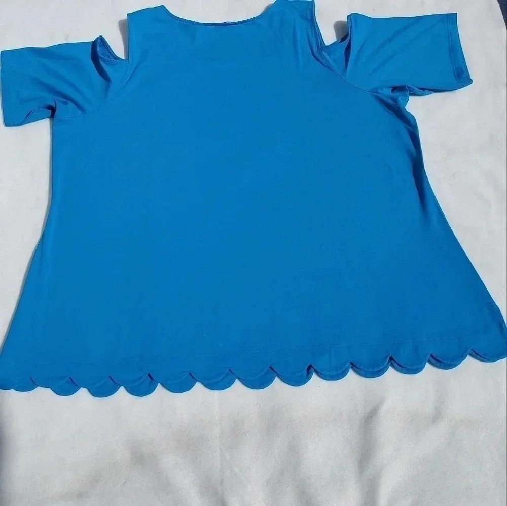 Isaac Mizrahi Live 3X Womens Blouse Turquoise Color